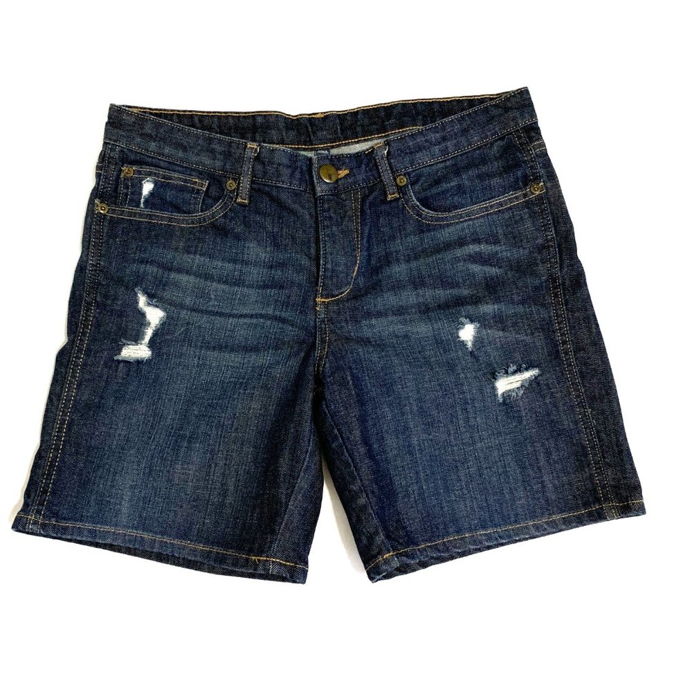 GAP Jean Shorts Dark Wash 4" Cuffed Size 6 - Picture 3 of 9